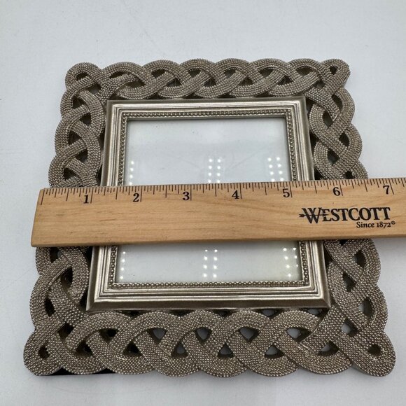 Cynthia Rowley NY Champagne Gold Braided Tabletop Picture Frame Fits 4" x 4" tre - Picture 7 of 9